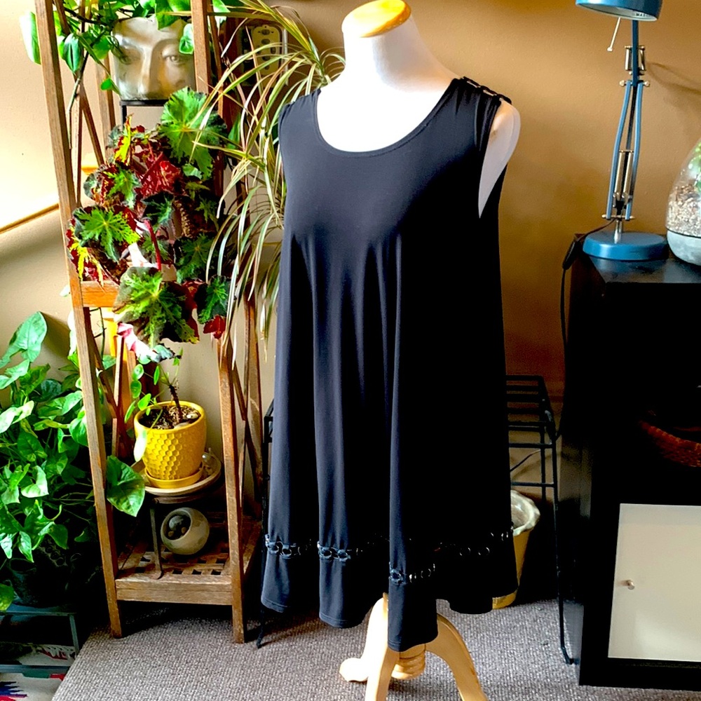 Beautiful black dress with silver ring accents